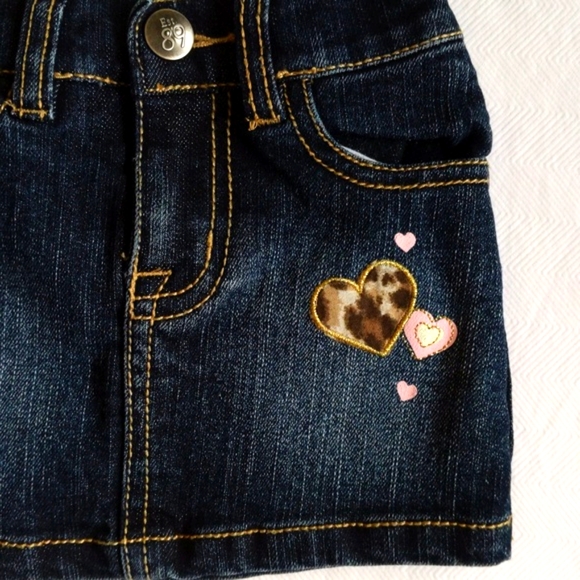 children's place heart patch denim jean skirt with modesty shorts 12 months baby - Picture 2 of 7
